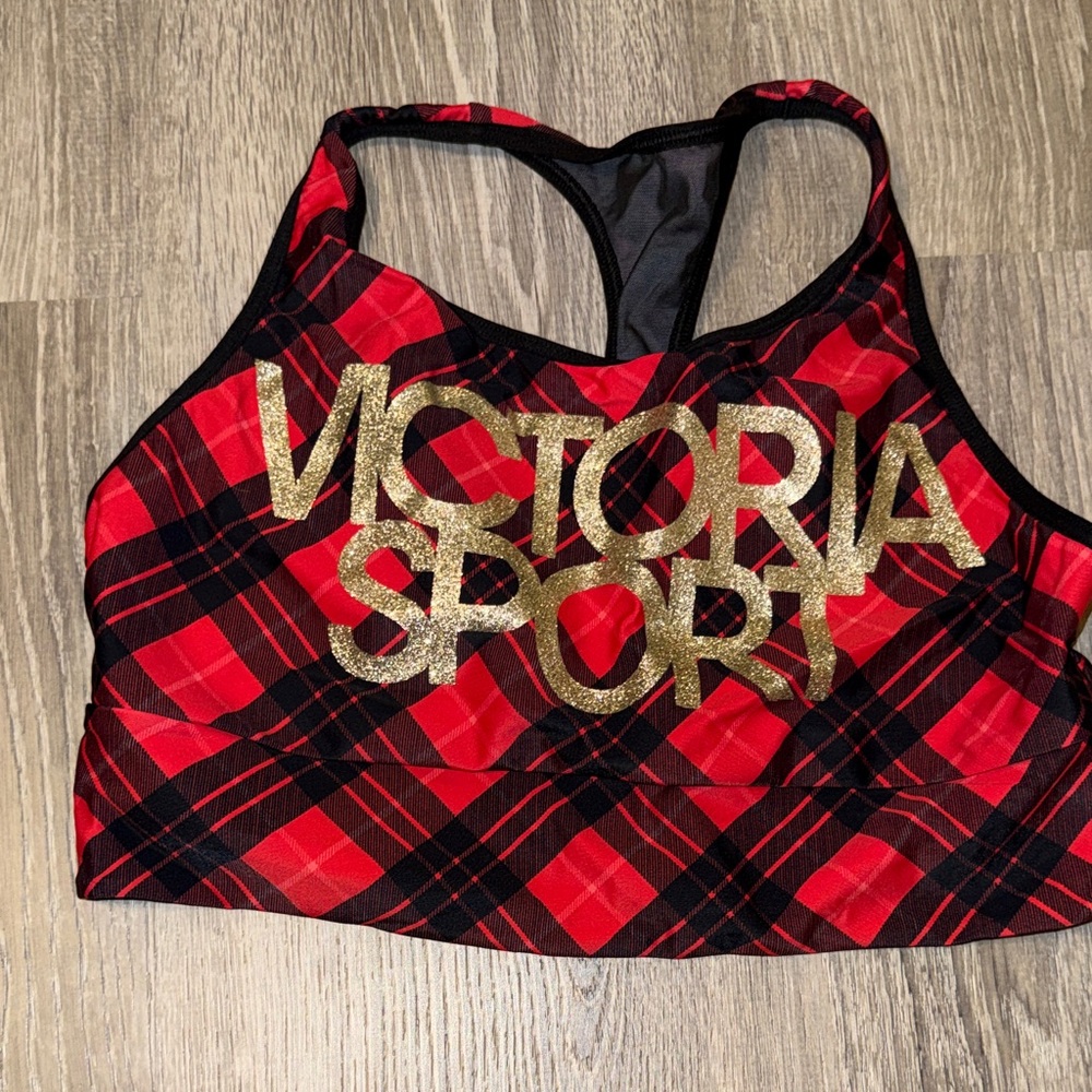 * Victoria Sport Red Plaid Sports Bra -Large